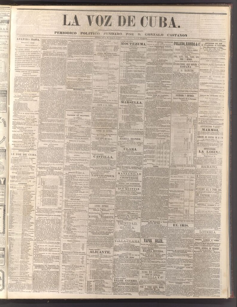 Miniatura de La Voz de Cuba: diario conservador del 19 de noviembre de 1875