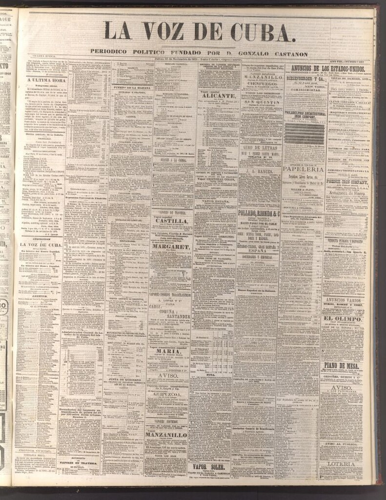Miniatura de La Voz de Cuba: diario conservador del 25 de noviembre de 1875