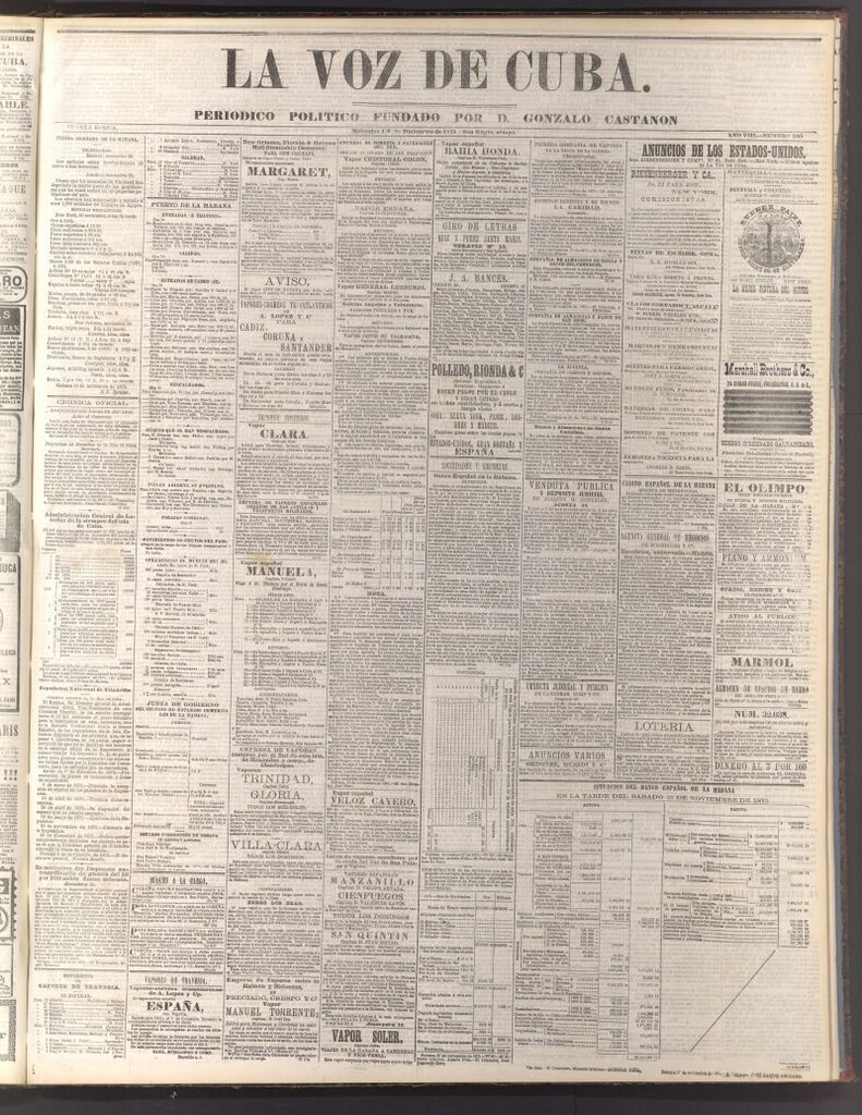 Miniatura de La Voz de Cuba: diario conservador del 1 de diciembre de 1875
