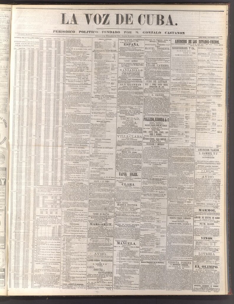 Miniatura de La Voz de Cuba: diario conservador del 3 de diciembre de 1875