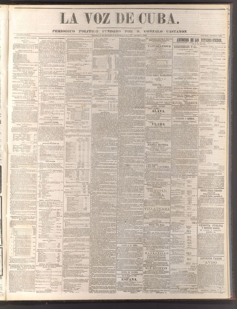 Miniatura de La Voz de Cuba: diario conservador del 5 de diciembre de 1875