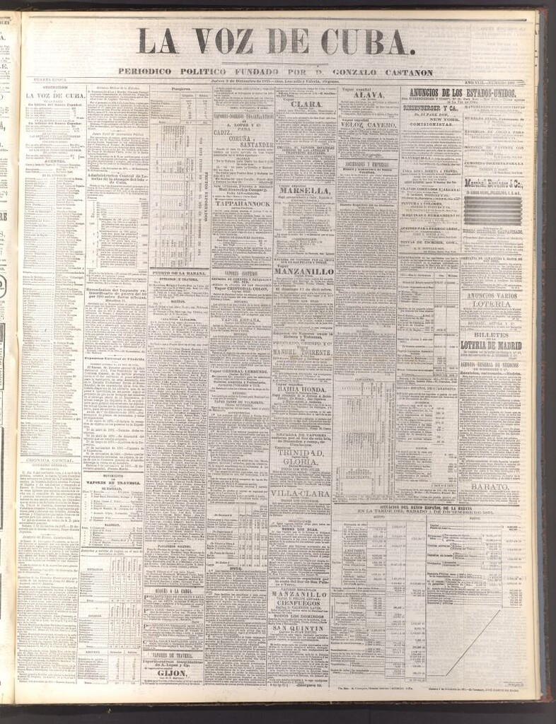 Miniatura de La Voz de Cuba: diario conservador del 9 de diciembre de 1875