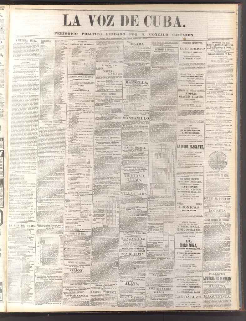 Miniatura de La Voz de Cuba: diario conservador del 10 de diciembre de 1875