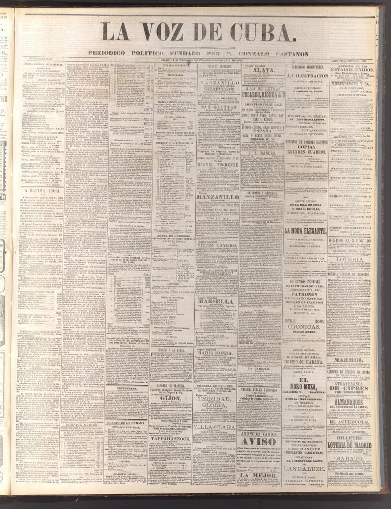 Miniatura de La Voz de Cuba: diario conservador del 11 de diciembre de 1875