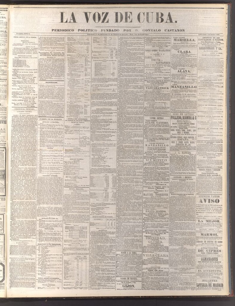 Miniatura de La Voz de Cuba: diario conservador del 12 de diciembre de 1875
