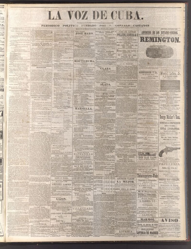Miniatura de La Voz de Cuba: diario conservador del 14 de diciembre de 1875