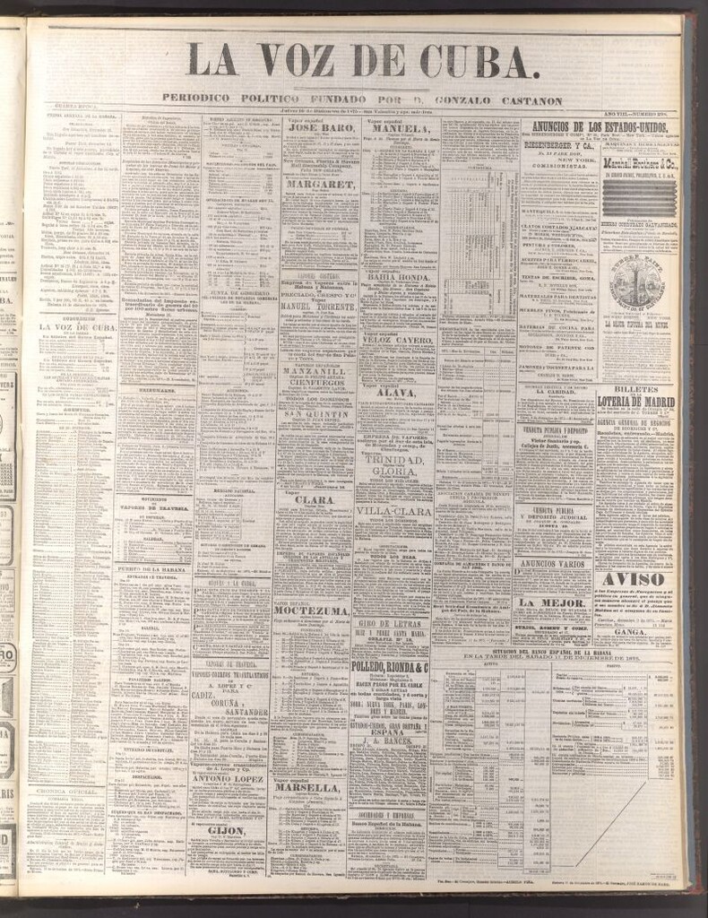 Miniatura de La Voz de Cuba: diario conservador del 16 de diciembre de 1875