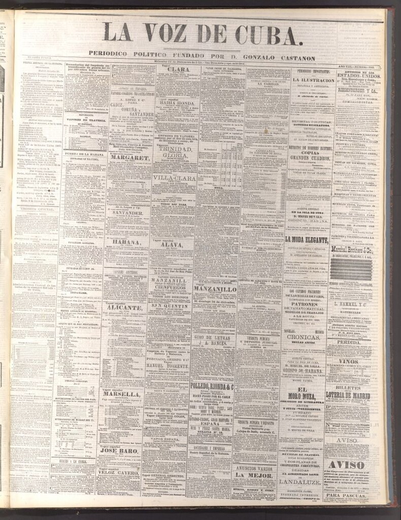 Miniatura de La Voz de Cuba: diario conservador del 22 de diciembre de 1875