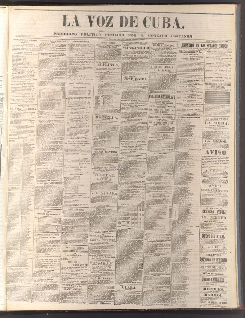 Miniatura de La Voz de Cuba: diario conservador del 23 de diciembre de 1875