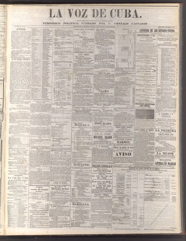 Miniatura de La Voz de Cuba: diario conservador del 29 de diciembre de 1875