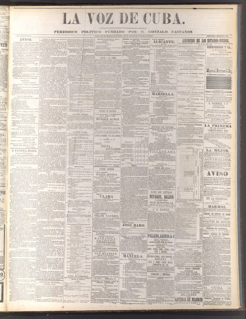 Miniatura de La Voz de Cuba: diario conservador del 30 de diciembre de 1875