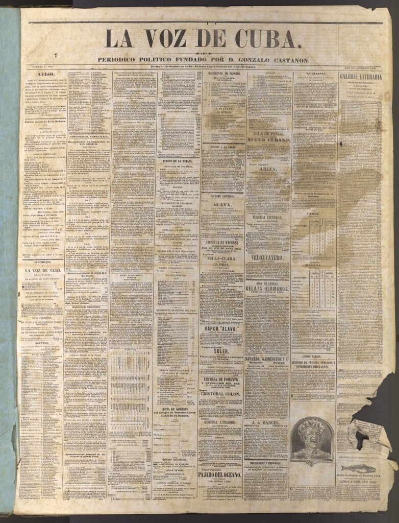 Miniatura de La Voz de Cuba: diario conservador del 1 de octubre de 1878