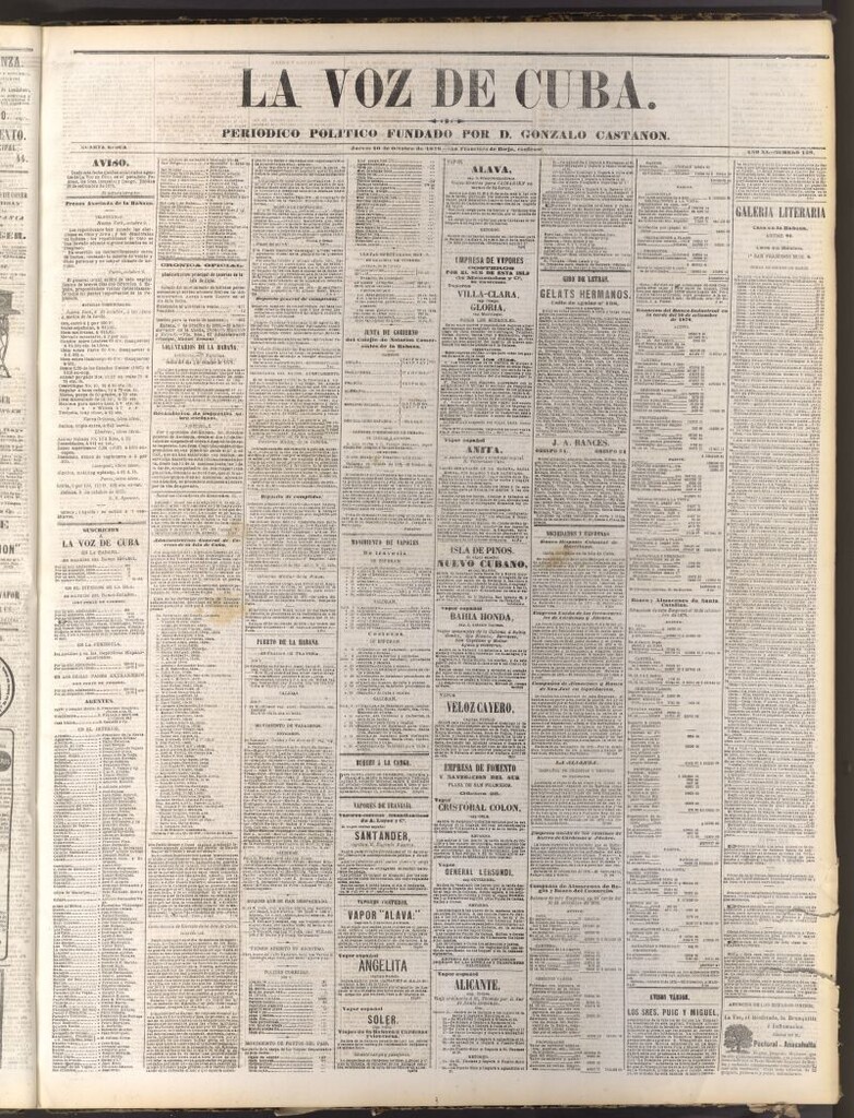 Miniatura de La Voz de Cuba: diario conservador del 10 de octubre de 1878