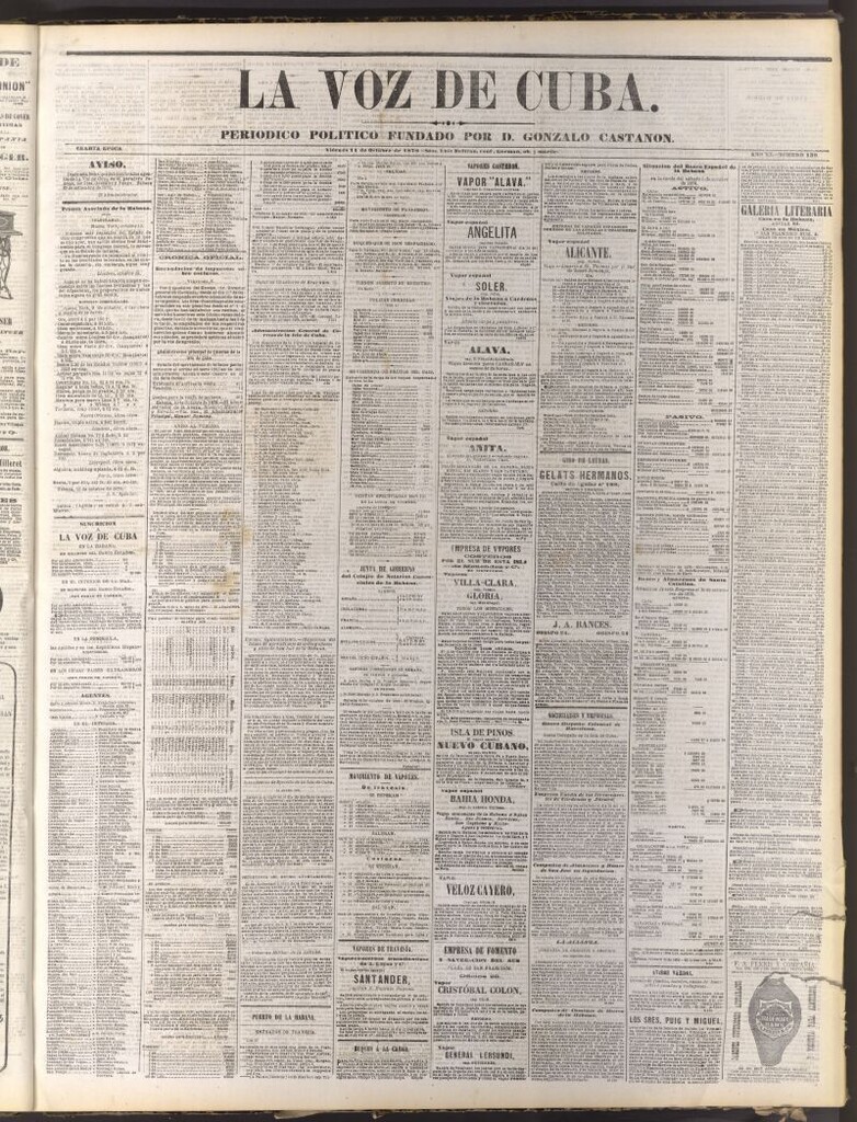 Miniatura de La Voz de Cuba: diario conservador del 11 de octubre de 1878