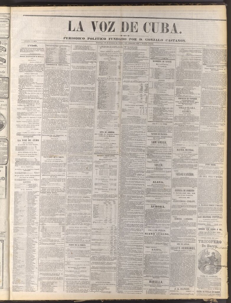 Miniatura de La Voz de Cuba: diario conservador del 13 de octubre de 1878