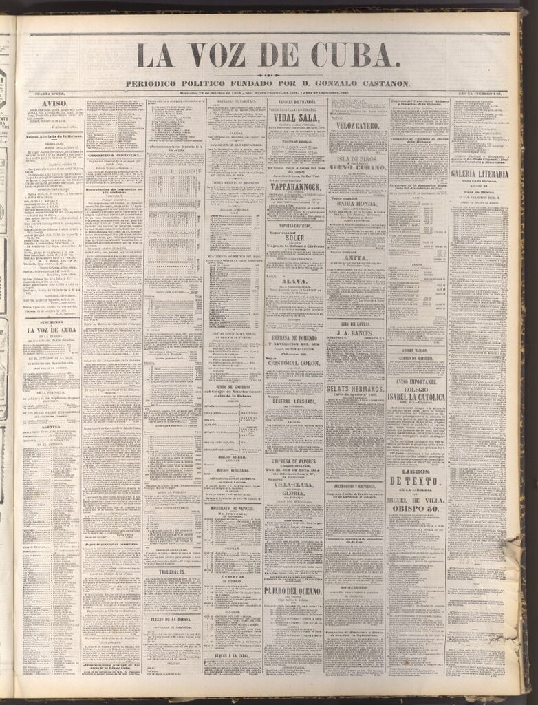 Miniatura de La Voz de Cuba: diario conservador del 23 de octubre de 1878