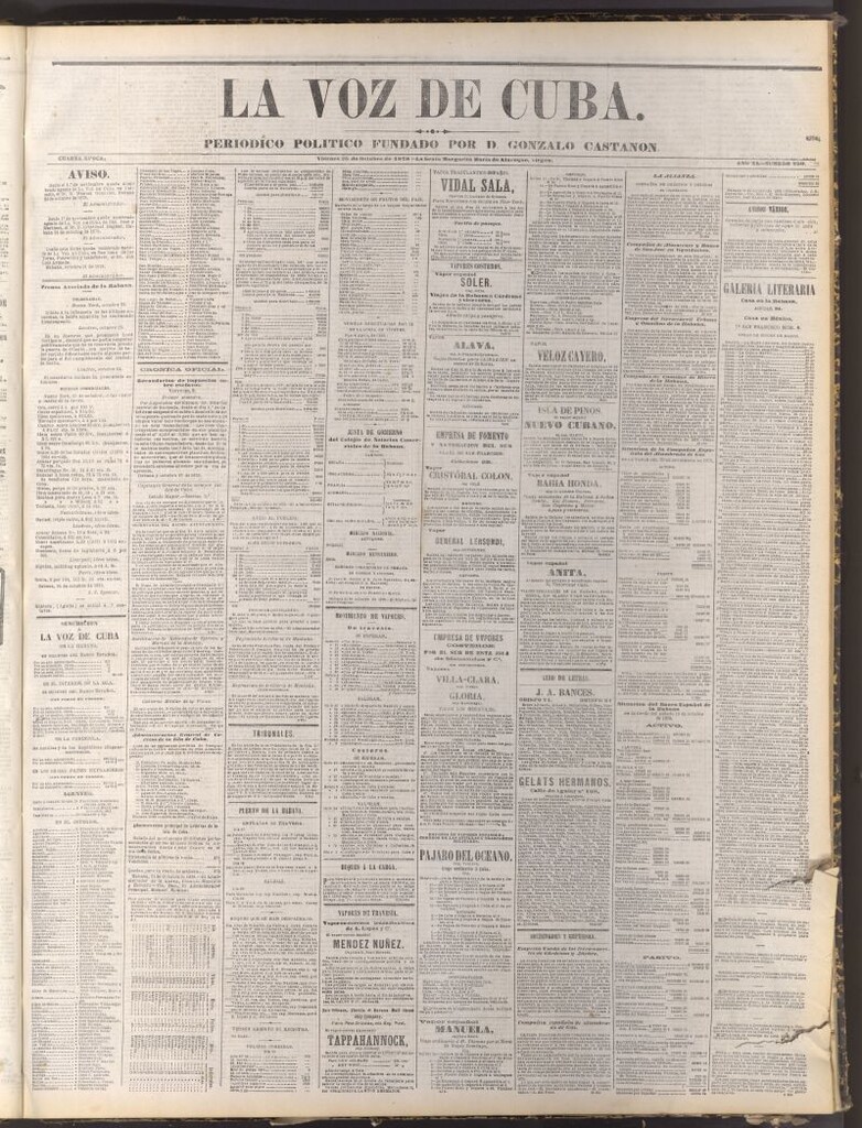 Miniatura de La Voz de Cuba: diario conservador del 25 de octubre de 1878