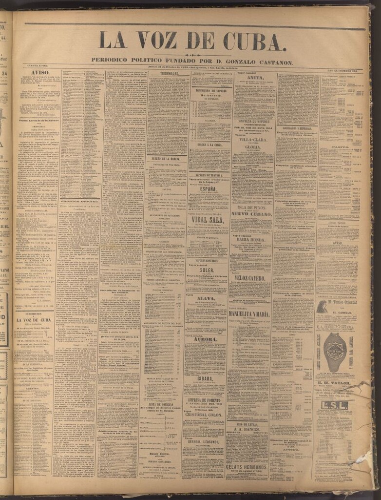 Miniatura de La Voz de Cuba: diario conservador del 31 de octubre de 1878