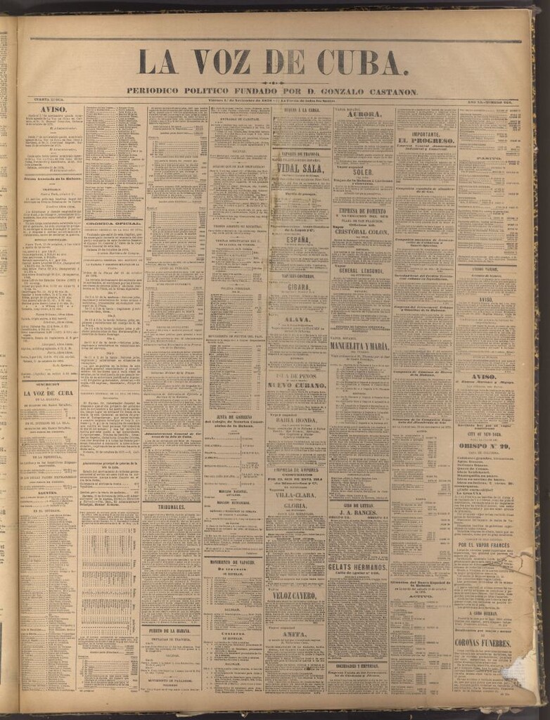 Miniatura de La Voz de Cuba: diario conservador del 1 de noviembre de 1878