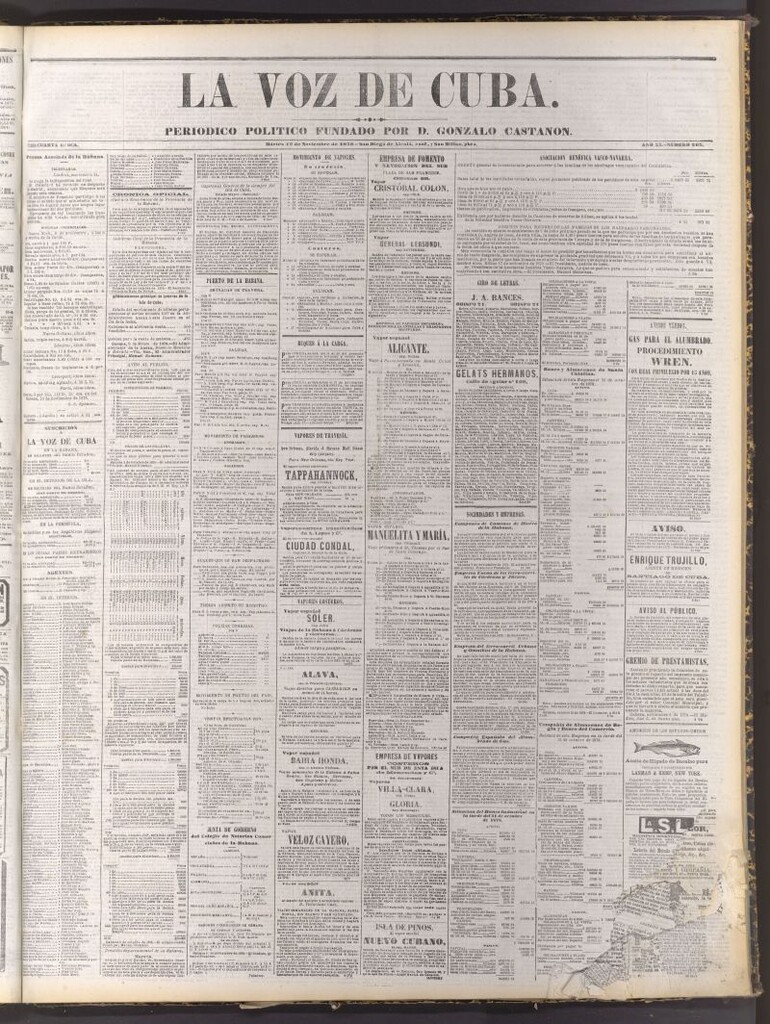 Miniatura de La Voz de Cuba: diario conservador del 12 de noviembre de 1878