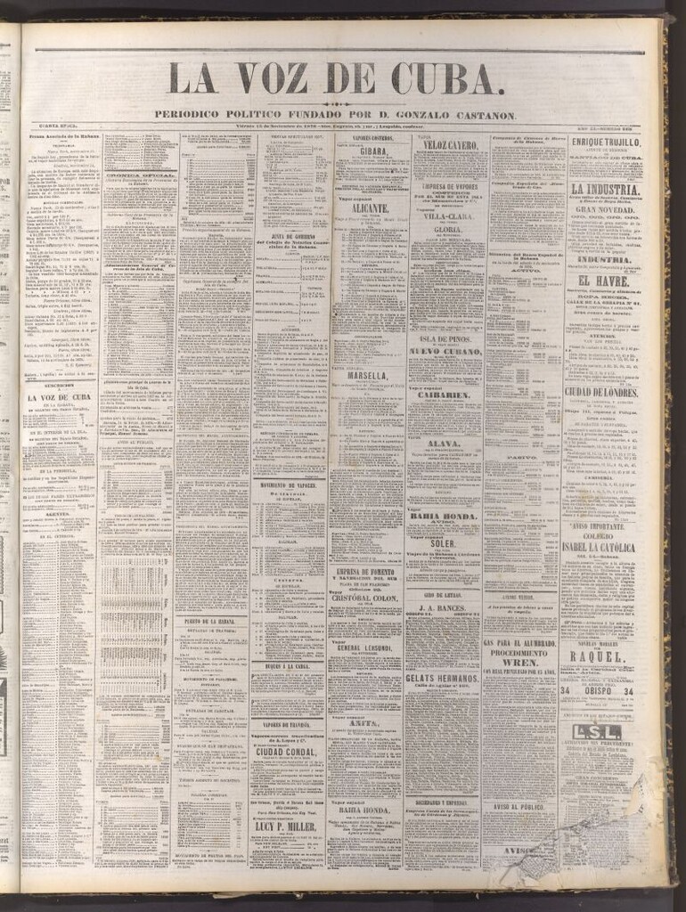 Miniatura de La Voz de Cuba: diario conservador del 15 de noviembre de 1878