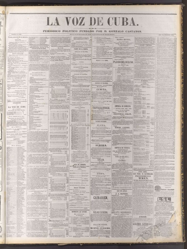 Miniatura de La Voz de Cuba: diario conservador del 21 de noviembre de 1878