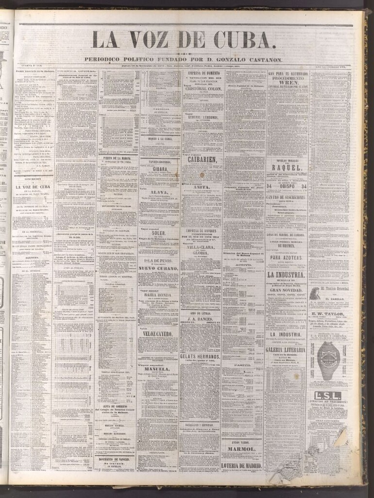 Miniatura de La Voz de Cuba: diario conservador del 28 de noviembre de 1878
