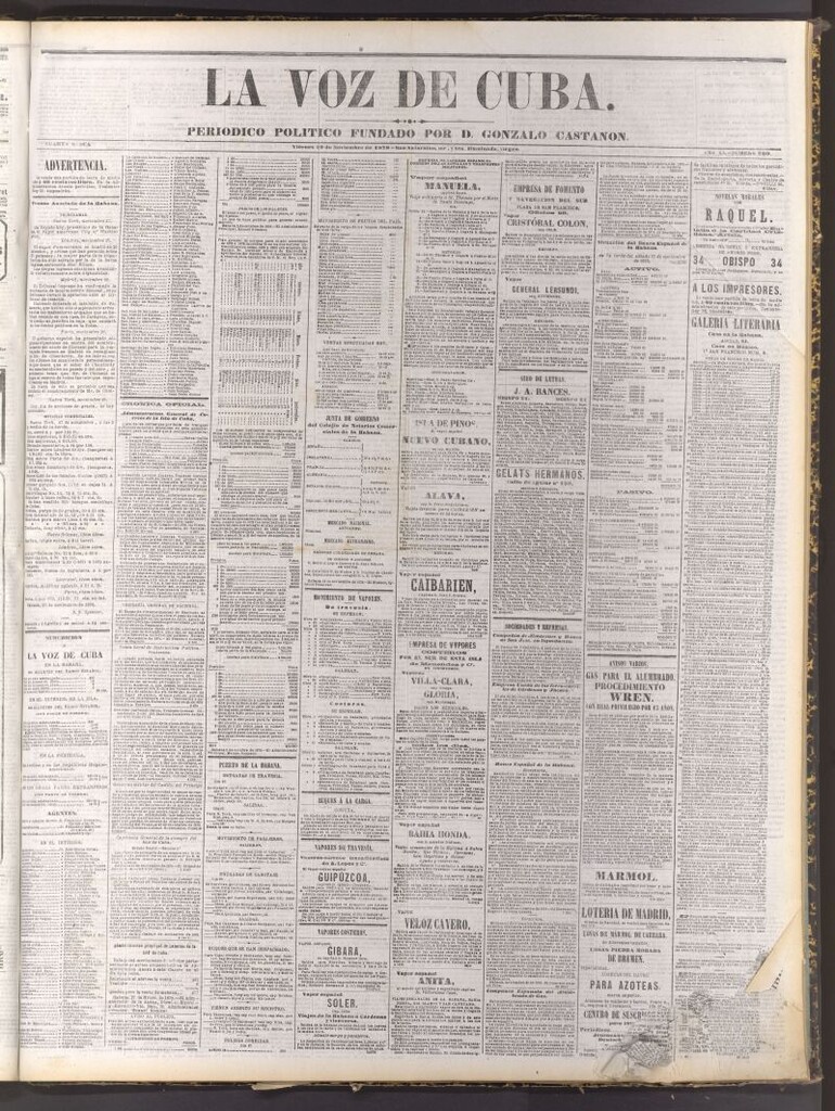 Miniatura de La Voz de Cuba: diario conservador del 29 de noviembre de 1878