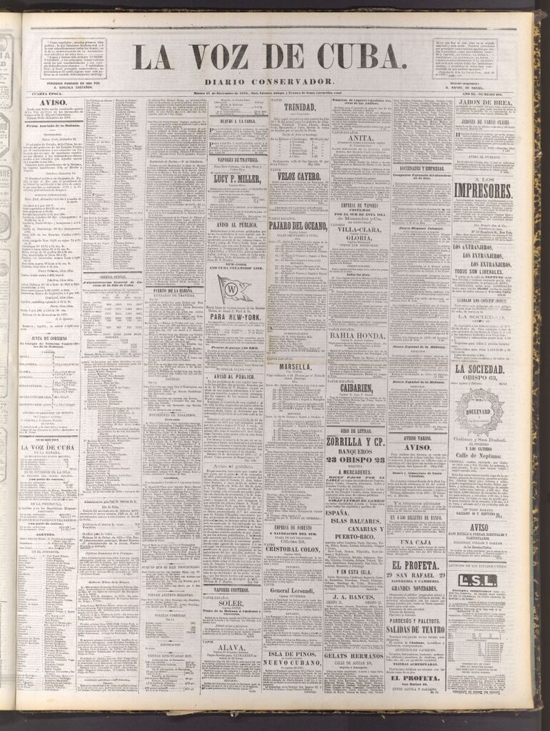 Miniatura de La Voz de Cuba: diario conservador del 17 de diciembre de 1878