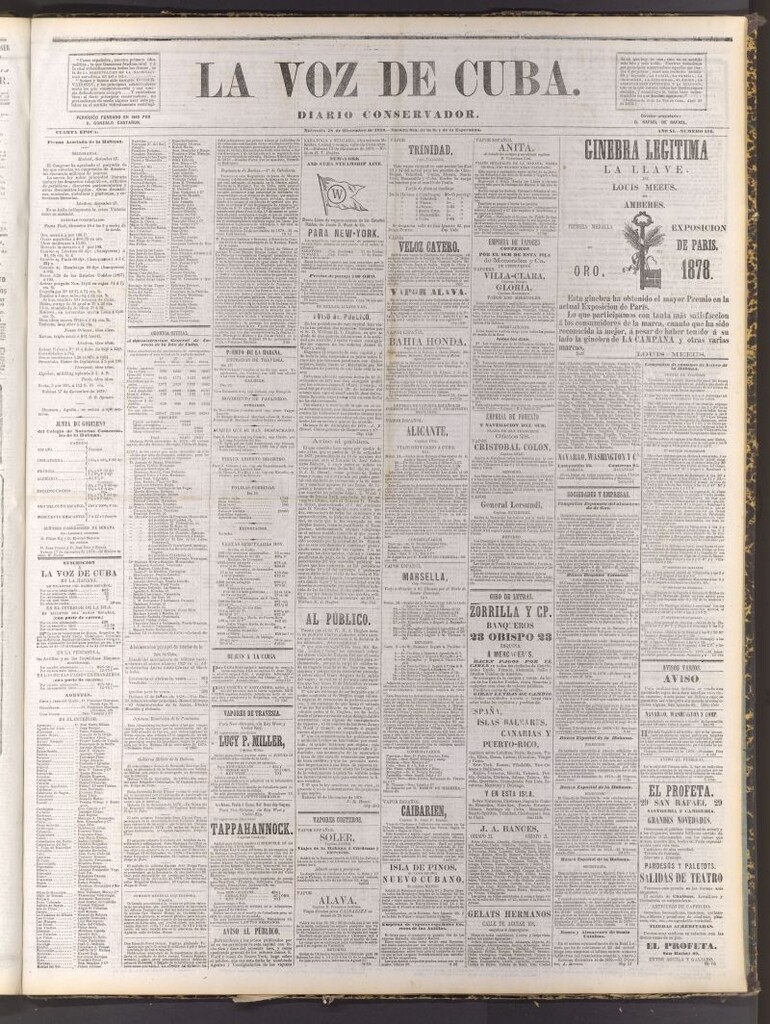 Miniatura de La Voz de Cuba: diario conservador del 18 de diciembre de 1878
