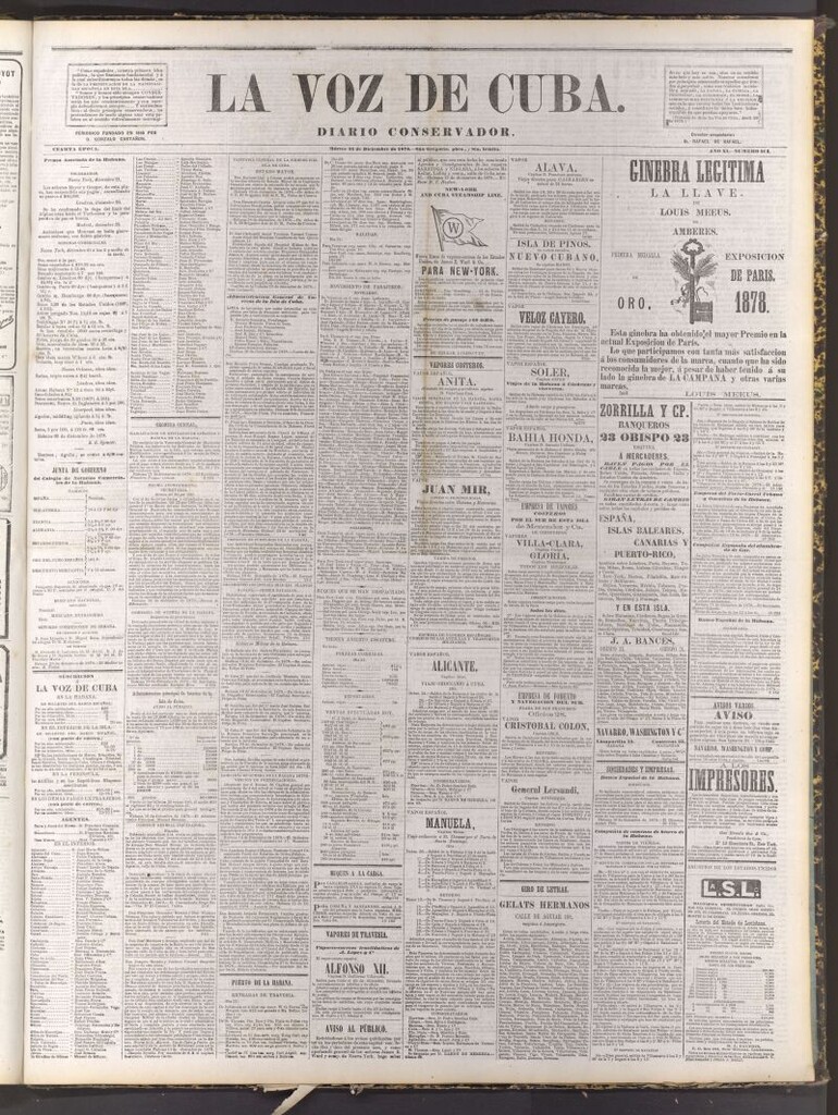 Miniatura de La Voz de Cuba: diario conservador del 24 de diciembre de 1878