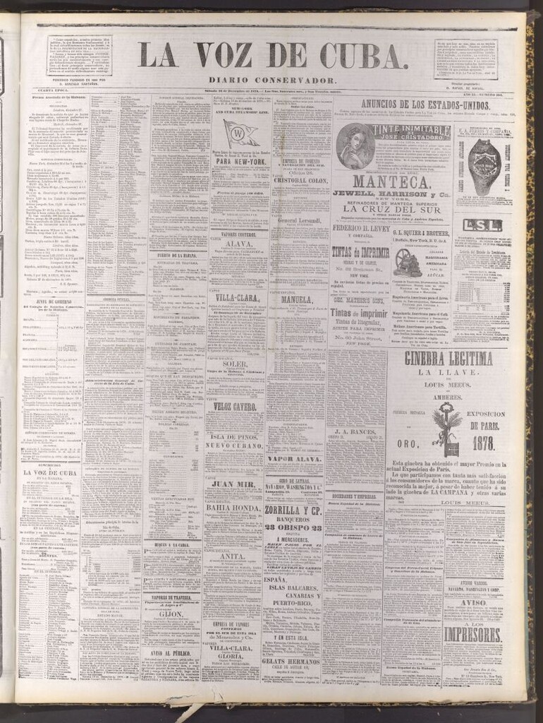 Miniatura de La Voz de Cuba: diario conservador del 28 de diciembre de 1878