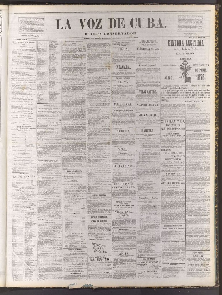 Miniatura de La Voz de Cuba: diario conservador del 29 de diciembre de 1878