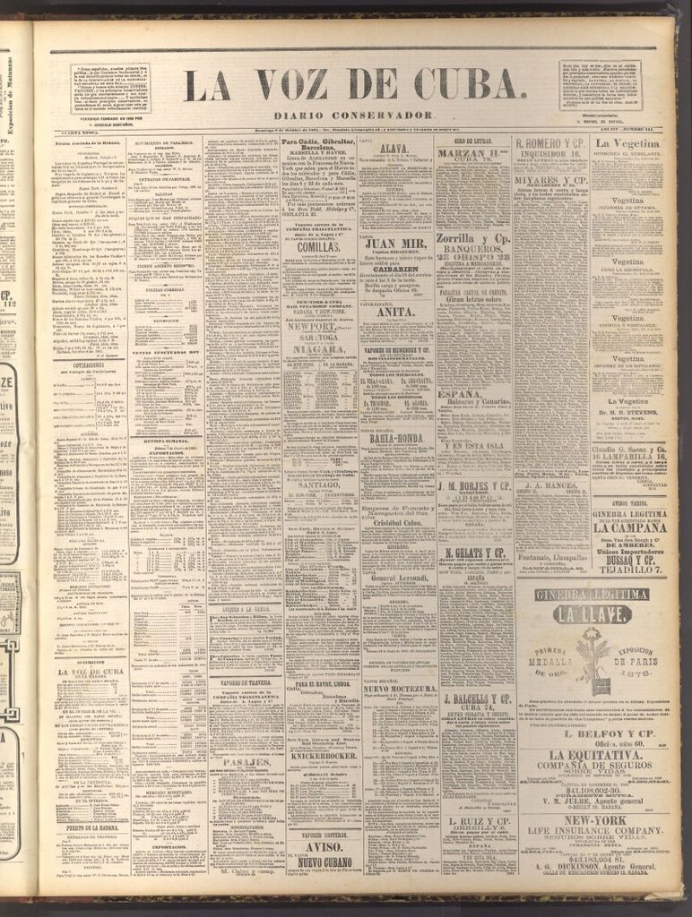 Miniatura de La Voz de Cuba: diario conservador del 9 de octubre de 1881