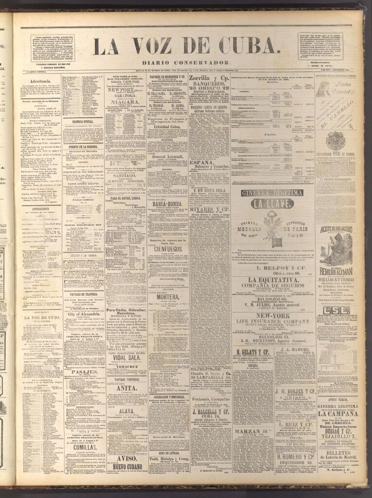Miniatura de La Voz de Cuba: diario conservador del 13 de octubre de 1881