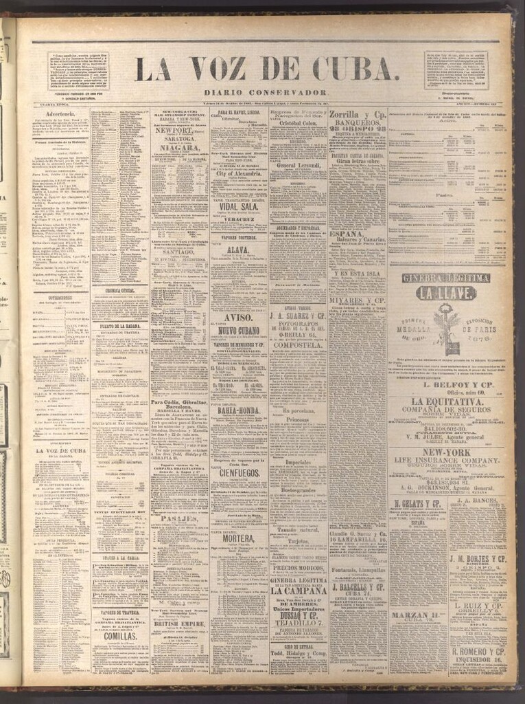 Miniatura de La Voz de Cuba: diario conservador del 14 de octubre de 1881