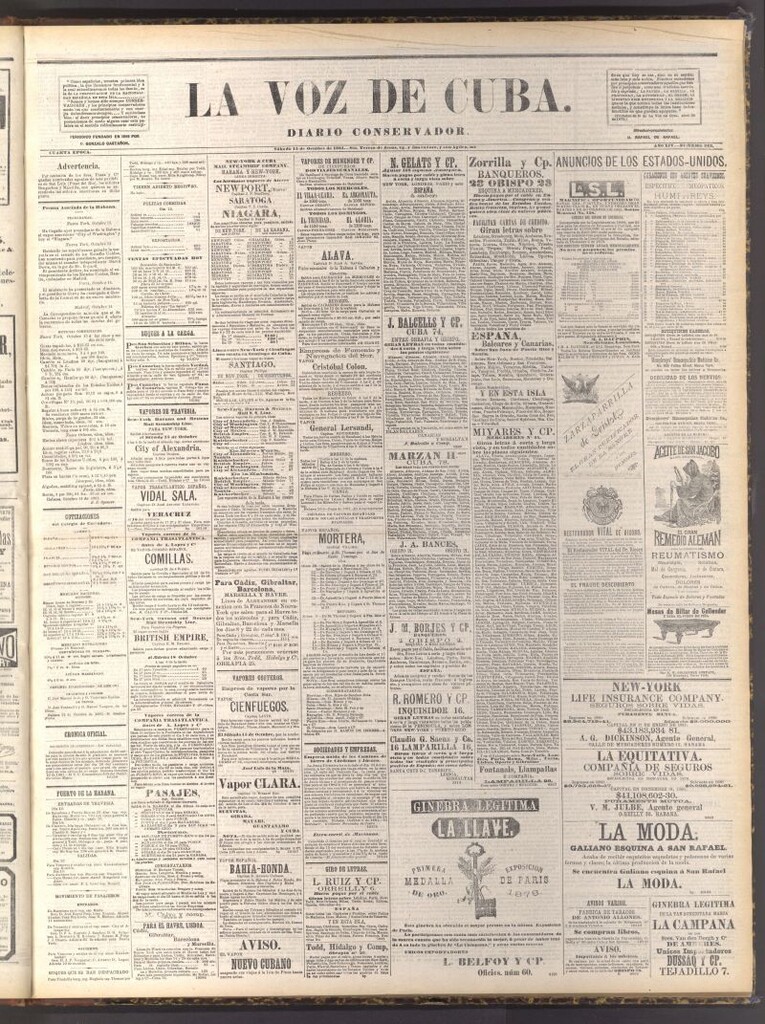 Miniatura de La Voz de Cuba: diario conservador del 15 de octubre de 1881