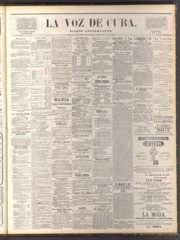 Miniatura de La Voz de Cuba: diario conservador del 16 de octubre de 1881