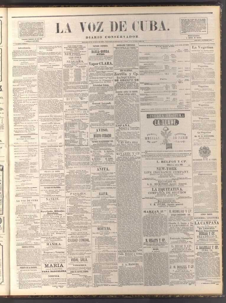 Miniatura de La Voz de Cuba: diario conservador del 19 de octubre de 1881