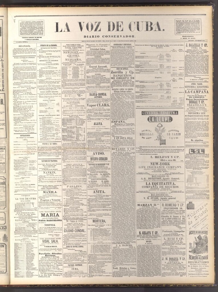 Miniatura de La Voz de Cuba: diario conservador del 20 de octubre de 1881