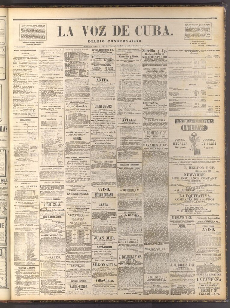 Miniatura de La Voz de Cuba: diario conservador del 28 de octubre de 1881