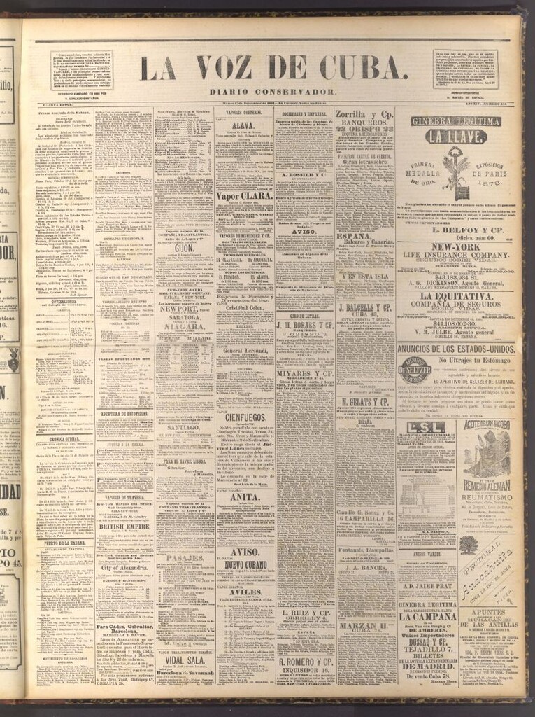 Miniatura de La Voz de Cuba: diario conservador del 1 de noviembre de 1881