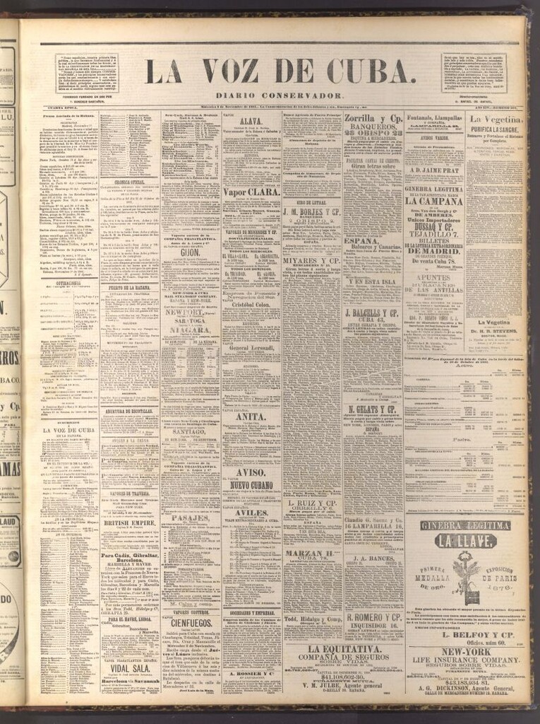 Miniatura de La Voz de Cuba: diario conservador del 2 de noviembre de 1881
