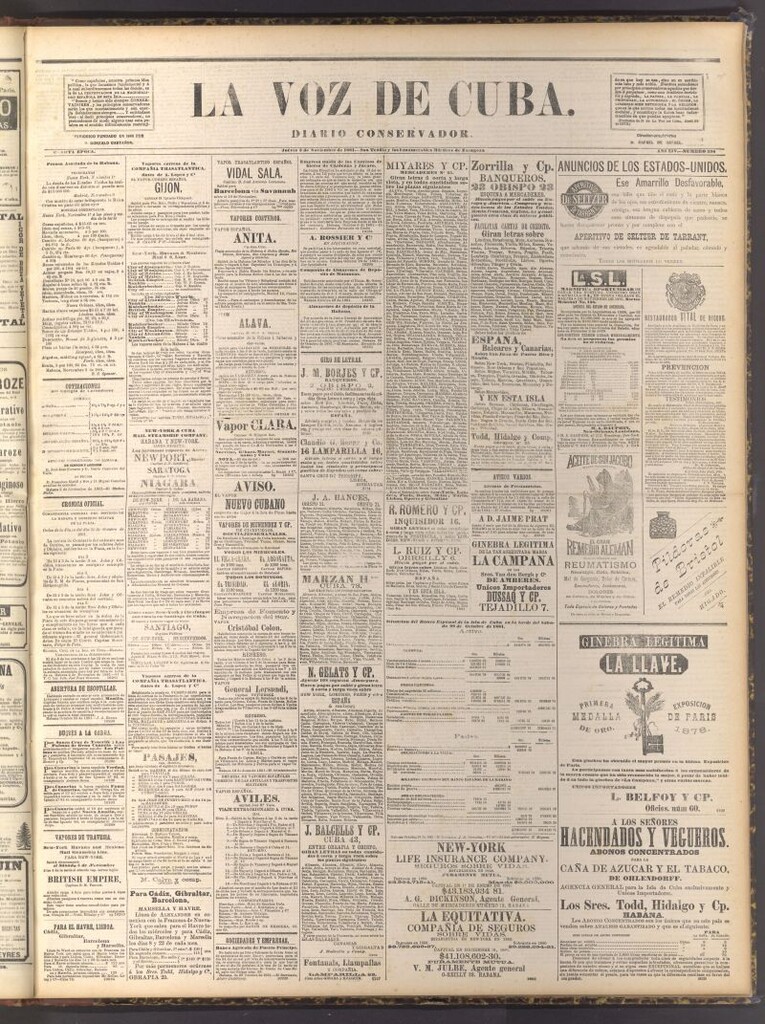 Miniatura de La Voz de Cuba: diario conservador del 3 de noviembre de 1881