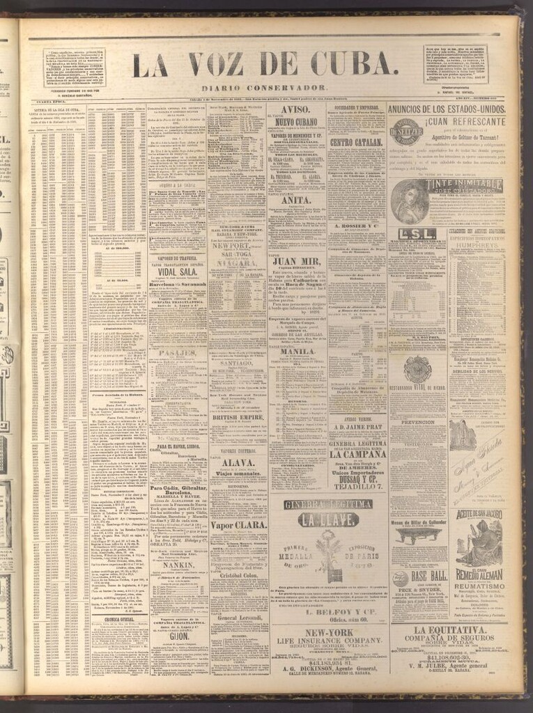 Miniatura de La Voz de Cuba: diario conservador del 5 de noviembre de 1881