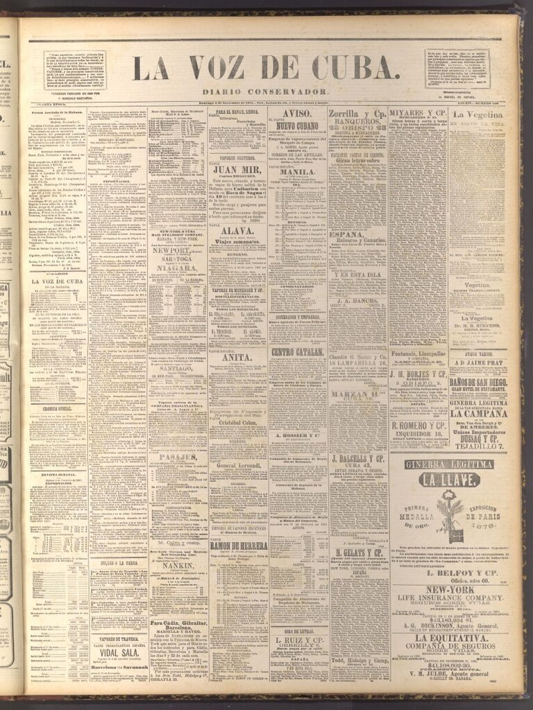 Miniatura de La Voz de Cuba: diario conservador del 6 de noviembre de 1881