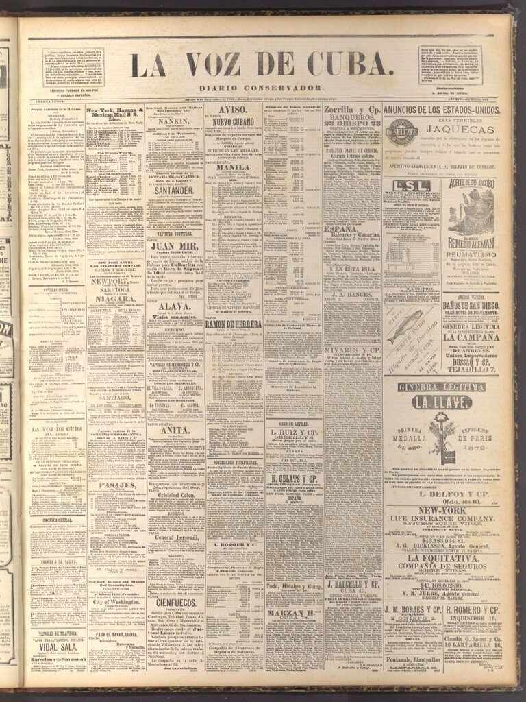 Miniatura de La Voz de Cuba: diario conservador del 8 de noviembre de 1881