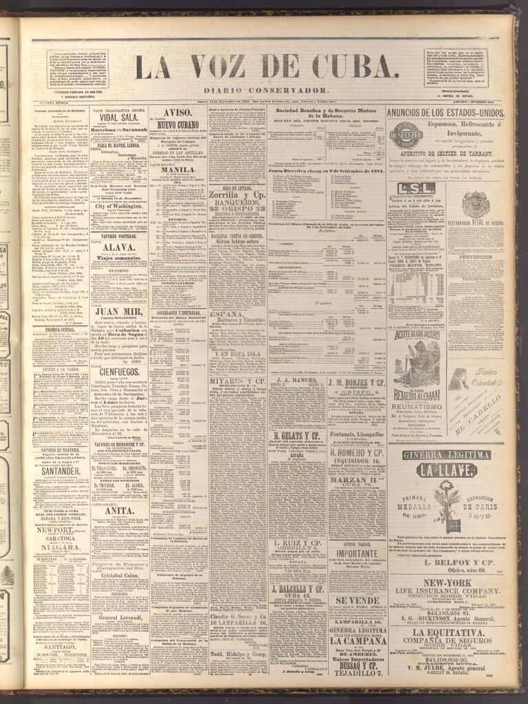 Miniatura de La Voz de Cuba: diario conservador del 10 de noviembre de 1881