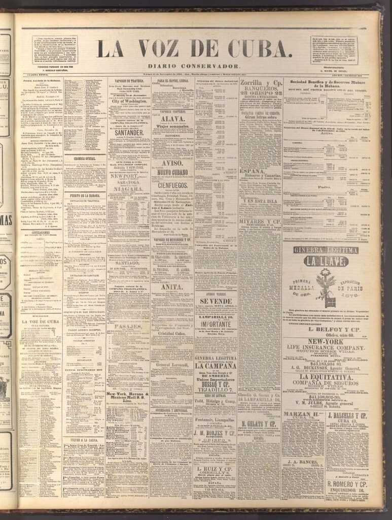 Miniatura de La Voz de Cuba: diario conservador del 11 de noviembre de 1881