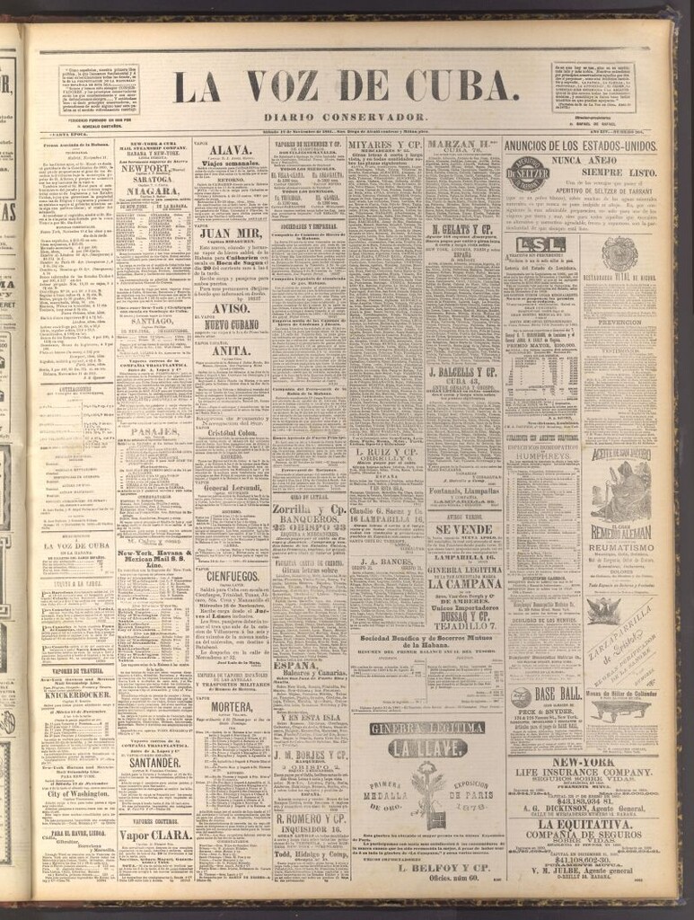 Miniatura de La Voz de Cuba: diario conservador del 12 de noviembre de 1881